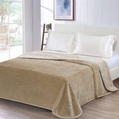 Manta terciopelo Beige