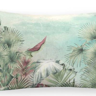 Cojín rectangular con estampado de palmeras