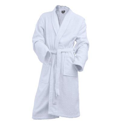 Albornoz de algodón blanco premium vista delantera