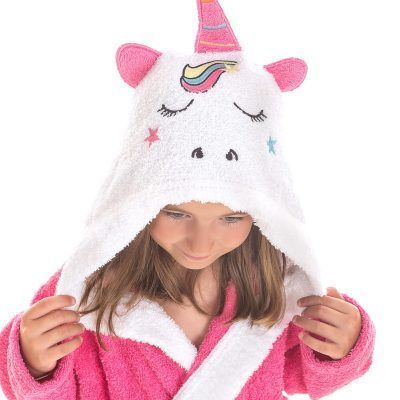 Capucha Albornoz infantil 100% algodón Unicornio cuerno