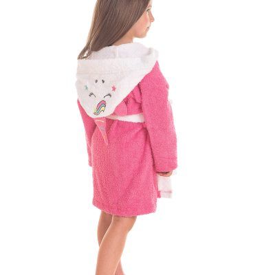 Detalle Albornoz infantil 100% algodón Unicornio cuerno