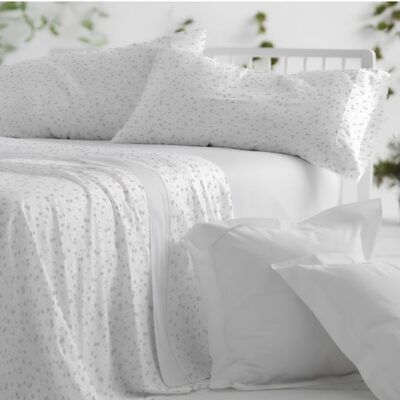 Sábanas Burrito Blanco 869 Flores Gris