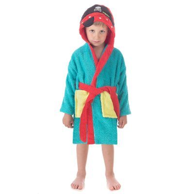 Albornoz Infantil 100% Algodón Rizo Bordado PIRATA