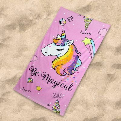 Toalla de Playa Infantil de Microfibra Unicornio
