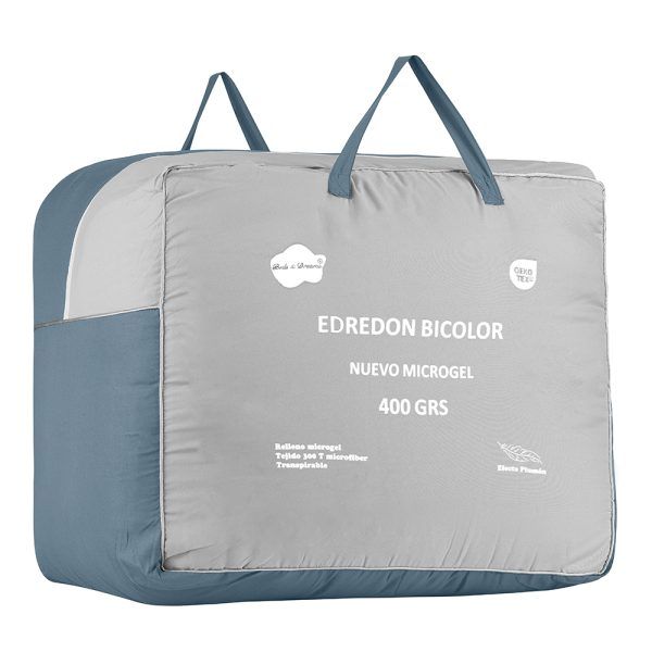 Edredón Bicolor Microgel 400Grs Azul/Gris