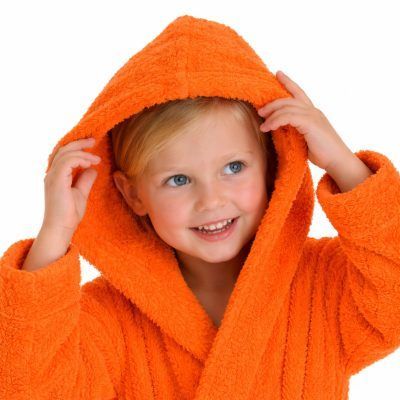 Albornoz Infantil 100% Algodón Rizo Naranja