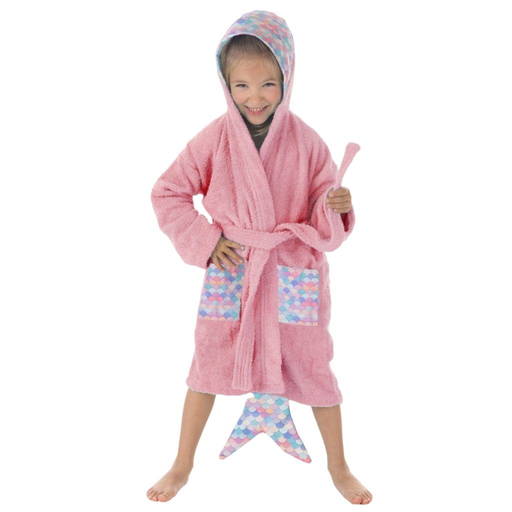 Niña con Albornoz infantil 100% algodón Sirena
