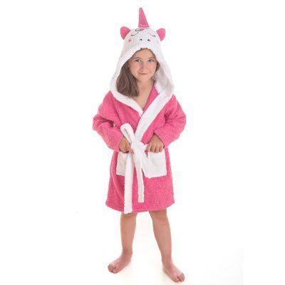 Niña con Albornoz infantil 100% algodón Unicornio Cuerno
