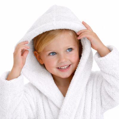 Albornoz Infantil 100% Algodón Rizo Blanco