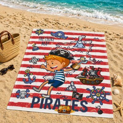 Toalla de Playa Infantil de Microfibra Pirata