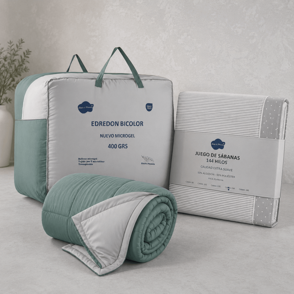 Pack Vuelta al Cole Edredón Bicolor + Sábanas 144 hilos