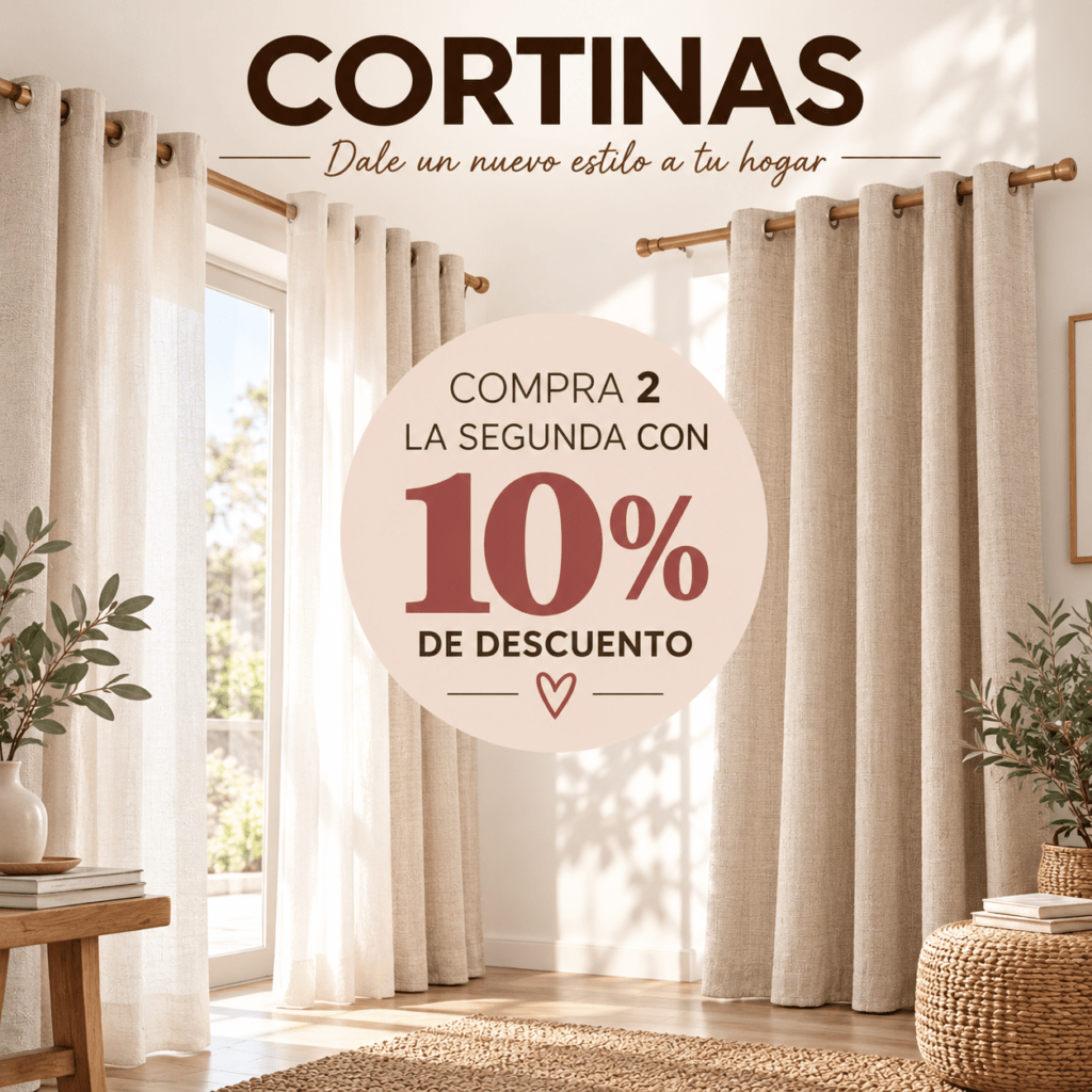 Promoción en cortinas: 2ª ud con un 10% de descuento